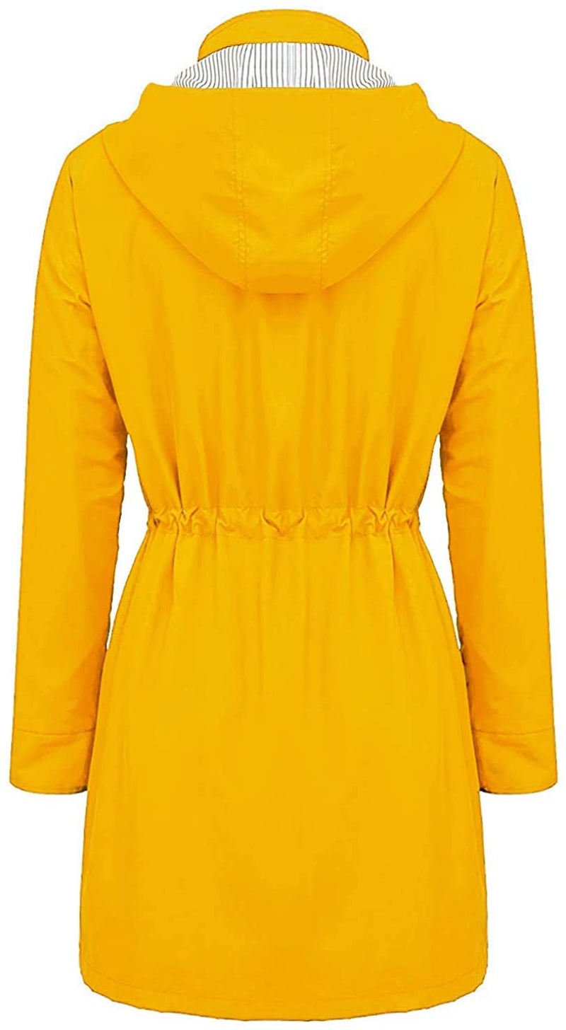 Arthas Women Light Rain Jacket Waterproof Active Outdoor Trench Raincoat with Hood Lightweight Plus Size for Girls (Yellow, XL). - Image 2